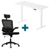  CSOMAGAJÁNLAT | LVN System Lite elektromos asztal + forgószék szett - Fehér 140x60cm elektromosan állítható magasságú íróasztal - Fekete forgószék