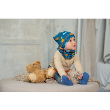  Csomós sapka, dino, kék babasapka, sál