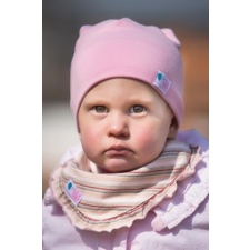  Csomós sapka, egyszínű, rózsaszín babasapka, sál