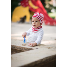  Csomós sapka kétrétegű, csík, piros babasapka, sál