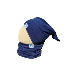  Csomós sapka kétrétegű extra, kék babasapka, sál