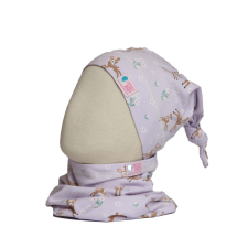  Csomós sapka, őzike, lila babasapka, sál