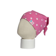  Csomós sapka, pöttyös, pink babasapka, sál