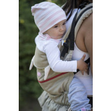  Csomós sapka, vastagcsík, rózsaszín-szürke babasapka, sál