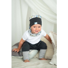  Csősál, kék-fehér, háromszög babasapka, sál