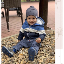  Csősál kétrétegű extra, amőba, sötétszürke babasapka, sál