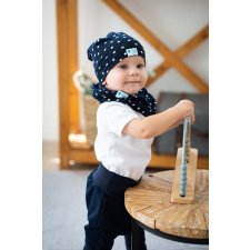  Csősál kétrétegű extra, csillag, kék babasapka, sál