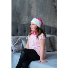  Csősál kétrétegű, pöttyös, pink babasapka, sál