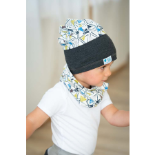  Csősapka, kék-fehér, háromszög babasapka, sál