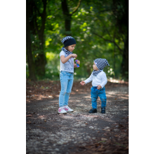  Csősapka, vastagcsík, fekete-fehér babasapka, sál