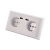 Csource Hálózati dupla konnektor 2 USB aljzattal Süllyesztett USB aljzatos fehér hálózati csatlakozó