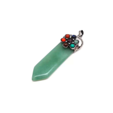  Csúcs fém csakra virág aventurin medál 2x7cm medál