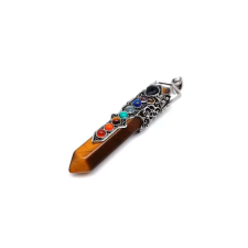 Csúcs fém korona csakra tigrisszem medál 2x8cm medál