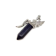 Csúcs medál fém angyal Goldstone kék 2,5x6cm medál