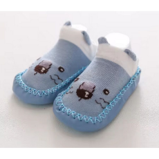  Csúszásgátlós babacipő, puha talpú babazokni - Kék egér-11 cm