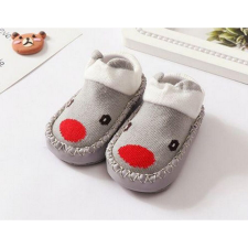  Csúszásgátlós babacipő, puha talpú babazokni - Szürke piros orr-12 cm gyerek cipő