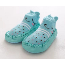  Csúszásgátlós babacipő, puha talpú babazokni - Türkiz cica-13 cm gyerek cipő