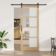  Csúszó Ajtó Hardver Készlettel 83x232 cm Tömb Fa Fenyő építőanyag