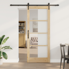  Csúszóajtó hardver készlet 86x211 cm Tömör fa fenyő építőanyag