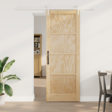 Csúszóajtó hardver szettel 78x211 cm Tömör fa fenyő építőanyag