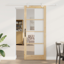  Csúszóajtó hardver szettel 86x211 cm Tömör fenyő építőanyag