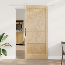  Csúszóajtó Készlet 93x211 cm Szilárd Fa Fenyő építőanyag