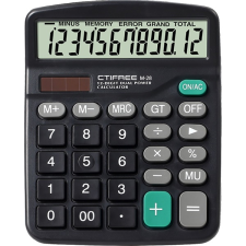 CTIFREE CTIFREE - M-28 fekete számológép, 120x150mm, 12 számjegy, dual power számológép
