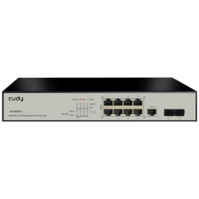 Cudy Switch 8x1000Mbps (8xPOE+) + 2x1000Mbps SFP, Menedzselhető, Fémházas, Asztali, GS2008PS2 (GS2008PS2) hub és switch