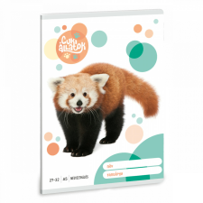 Cuki állatok tűzött füzet A/5, 32 lap kockás, vörös panda füzet