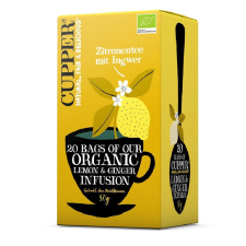 Cupper bio lemon&ginger citrom-gyömbér gyümölcstea 20db 50 g tea