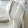 Curtain CSILLA, voile fényáteresztő függönyanyag, bézs selyemfényű csíkmintával, 180 cm magas