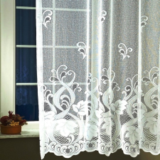 Curtain Jacquard csipke függönyanyag, bordűrös, leveles mintával, 260 cm magas - maradék darab méteráru