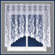 Curtain LUDWIKA, dús virágmintás, fehér jacquard panoráma függöny méteráru