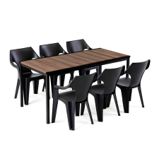 CURVER Keter Carter Large Kerti Bútor Szett - 6 Szék + Asztal, Dió/Grafit kerti bútor