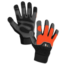 CXS Puno bőrkesztyű műbőrből fényvisszaverő elemmel, fekete/narancssárga