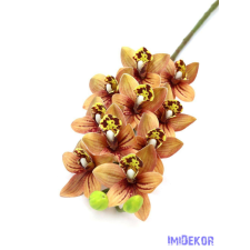 Cymbidium 10 fejes orchidea ág 73 cm - Barna Cirmos dekorációs kellék