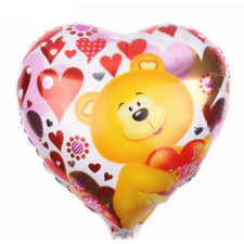 Cymylar Szív alakú fólia lufi - 45 cm - Maci party kellék