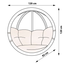 Czillo Prémium függőfotel, SwingPod, krémszínű párnával, 120x120cm kerti bútor
