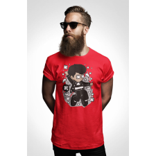 D&B Férfi/Unisex Póló PC00040 Elvis Piros-Méret XL férfi póló