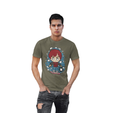  D&B Férfi/Unisex Póló PC00067 Marty Mcfly Katonai zöld-Méret L