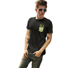 D&B Férfi/Unisex Póló PO00005 Cactus Pocket Fekete-Méret 2XL férfi póló