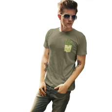  D&B Férfi/Unisex Póló PO00005 Cactus Pocket Katonai zöld-Méret 2XL