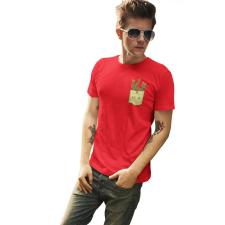 D&B Férfi/Unisex Póló PO00005 Cactus Pocket Piros-Méret 4XL férfi póló