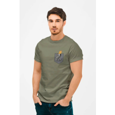  D&B Férfi/Unisex Póló PO00006 Cat Skeleton Pocket Katonai zöld-Méret M