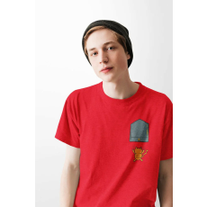  D&B Férfi/Unisex Póló PO00011 Falling Cat Pocket Piros-Méret XL