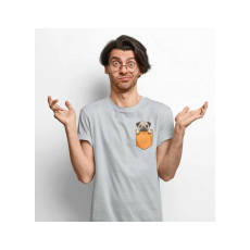  D&B Férfi/Unisex Póló PO00028 Pug Pocket Szürke-Méret S
