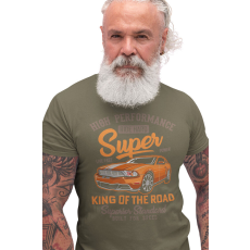  D&B Férfi/Unisex Póló ST00004 King Of The Road Katonai zöld -Méret 3XL