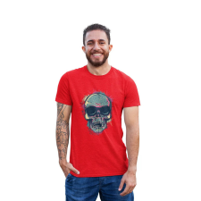 D&B Férfi/Unisex Póló ST00027 Skull Piros-Méret 2XL férfi póló