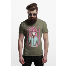  D&B Férfi/Unisex Póló ST00037 Deer Katonai zöld -Méret 5XL