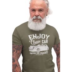  D&B Férfi/Unisex Póló ST00044 Classic Car Katonai zöld -Méret 2XL